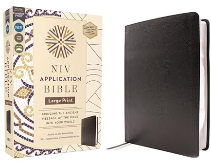 NIV Application Bible, Large Print, European Bonded Leather, Black, Red Letter, Comfort Print: Bringing the Ancient Message of the Bible Into Your World (NIV Application Commentary Resources)