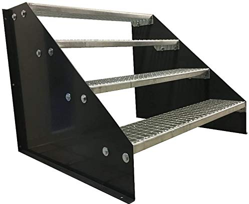 4 Stufen Standtreppe Stahltreppe freistehend Breite 160cm Höhe 84cm Anthrazitgrau/Robuste Außentreppe/Stabile Industrietreppe für den Außenbereich