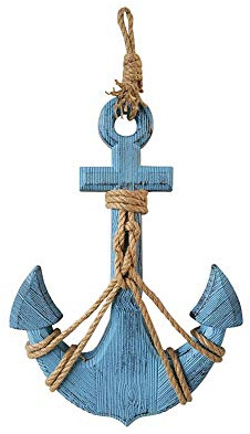 Wood Anchor Nautical Decor for Bathroom Wall Decor Hanging Ornament Wooden Boat Anchor with Crossbar Home Decor