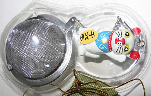 Cha Cult - Infusore per tè a forma di gatto in acciaio INOX, con ciondolo Ø ca. 5 cm