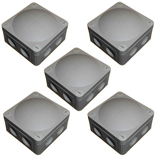 Wiska Combi 308/5 Abzweigdose mit Klemmleiste, wasserdicht, IP67-Membran und M20-Gewinde, Grau, 5 Stück