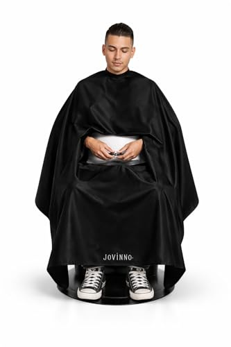 Jovinno Large Size Black Barber Cape with Phone Viewing Window