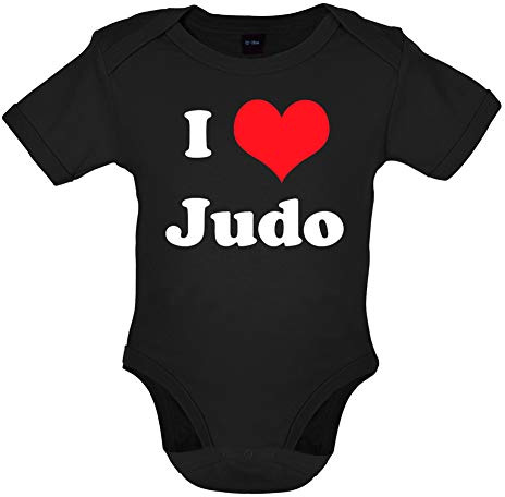 I Love Judo - Organic Babygrow/Body Suit - Black - 6-12 Months