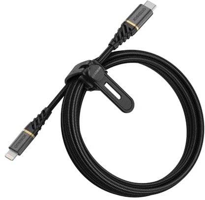 OtterBox USB C-Lightning USB PD 2M Robustes, geflochtenes Schnelllade-Kabel, Performance Plus Serie, Schwarz