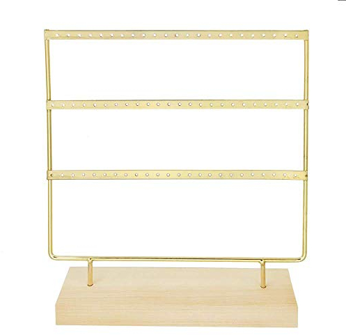 RUBY - Organizador de Joyas, Expositor de Pendientes de Madera y Metal, Joyero Soporte Vintage, Jewelry Organizer, Joyeros Colgador Pendientes