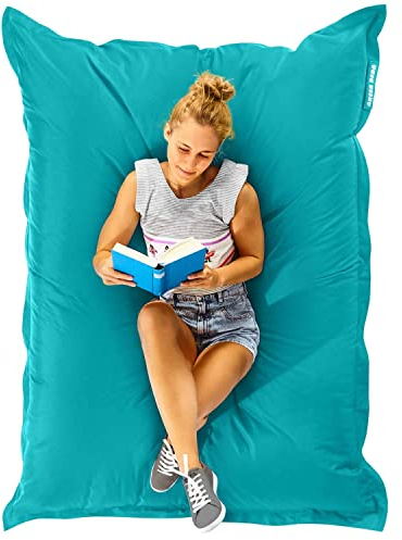 Green Bean Sitzsack 120x160cm 270 Liter Kinder & Erwachsene Bean Bag EPS Perlen Füllung Riesensitzsack Groß Draußen Outdoor Liegekissen Waschbar Wetterfest Lounge Chair Sitzkissen Bodenkissen Türkis