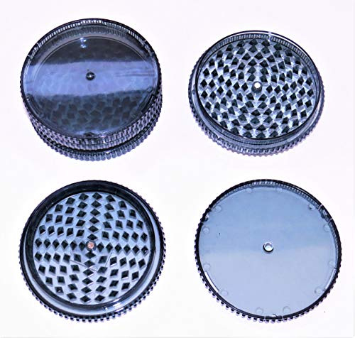 Extra Large 3 Piece 90mm Clear Coloured Tough Plastic Herb Grinder Acrylic Magnetic Spice Mill Crusher (Black)