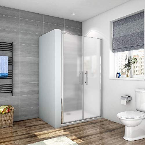 Box Doccia per Nicchia 110x185cm Porte Doppia a Battente Saloon in Vetro 6 mm Temperato Smerigliato Opaco Anticalcare Cromo Lucido