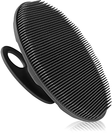 INNERNEED Soft Silicone Body Scrubber Handheld Shower Cleansing Brush, Gentle Exfoliating and Massage for All Kinds of Skin (Black)