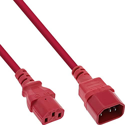 Inline® Kaltgeräteverlängerung, C13 auf C14, rot, 0,5m