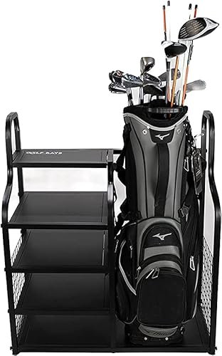 Einzelne Golftaschen-Display-Organizer, perfekte Golftasche und Schuhaufbewahrung für ein Golferhaus, organisieren Sie Ihre Golftasche jetzt mit einem Aufbewahrungs-Organizer.
