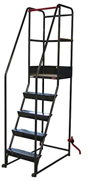 Escabeau Roulant étroit Charge 150 kg 5 marches Ht Plateforme 1260 mm Fimm