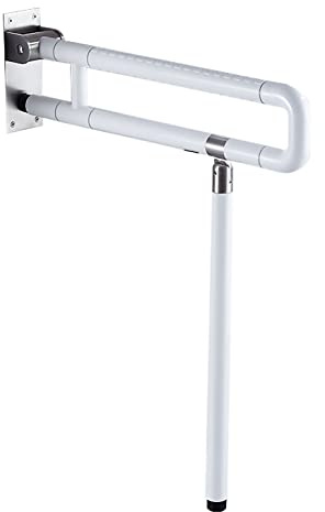 WC Haltegriff Edelstahl Falten Badezimmer Haltegriffe Weiß Stützklappgriff Wandstützgriff Toilette Geländer Sicherheitsgriffe Sicherheits Aufstehhilfe für Alter Menschen Behinderte (60cm)