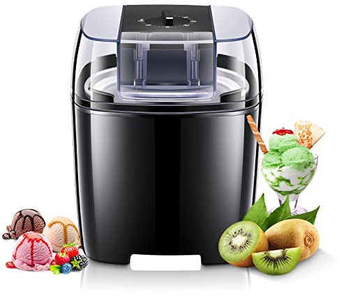 Heladera, máquina de helados eléctrica de 1,5 litros, granizados caseros sencillos de yogur sorbete, inoxidable y fácil de limpiar