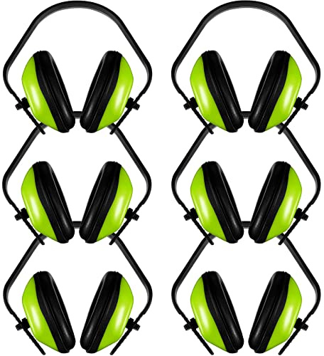 Maitys 6 Pcs Soundproof Earmuffs Hearing Protection Headphones Adjustable Padded Defender Noise Reduction Earplug for Kids (Green)