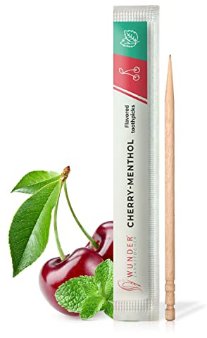 Wunder Palillos Dentales con Sabor – 100 Palillos Envueltos Individualmente - 8 Sabores Únicos para Refrescar el Aliento y Uso Diario