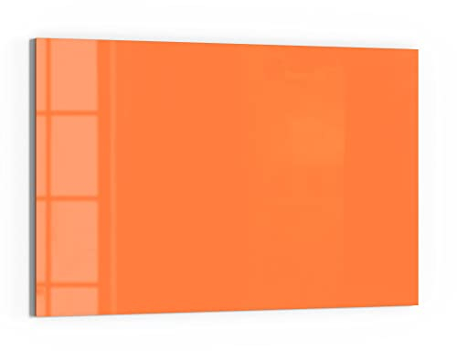 DEQORI Glas-Magnettafel | 60x40 cm groß | Unifarben - Orange | Memo-Board aus Glas | Magnetboard inkl. Magnete, Stift & Tuch für Küche & Büro | Tafel magnetisch & beschreibbar