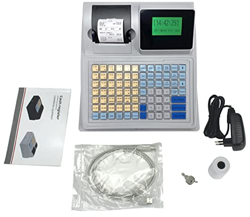 ROGHA Elektronische Registrierkasse mit Kassenschublade, Tastatur mit 81 Tasten, für Kleine Unternehmen, Einzelhändler, Supermärkte, Lebensmittel, Bequemlichkeit