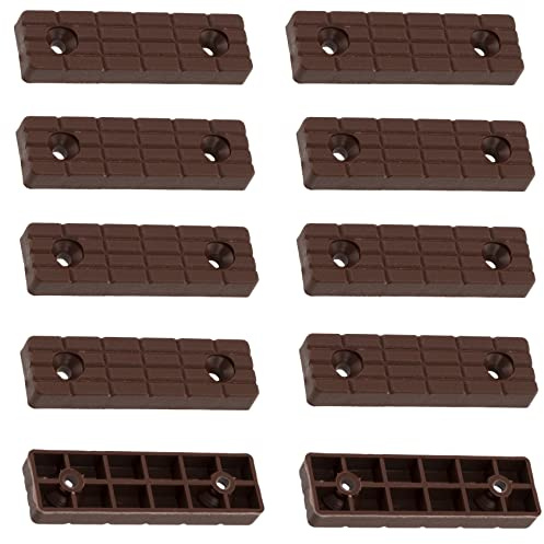 AERZETIX - C65815 - Juego de 10 Patines/pies para Muebles 56x16x7mm en plástico para atornillar rectangulares - Color marrón - Mesa Armario cómoda Cama cuña Accesorio protección Suelos Altura