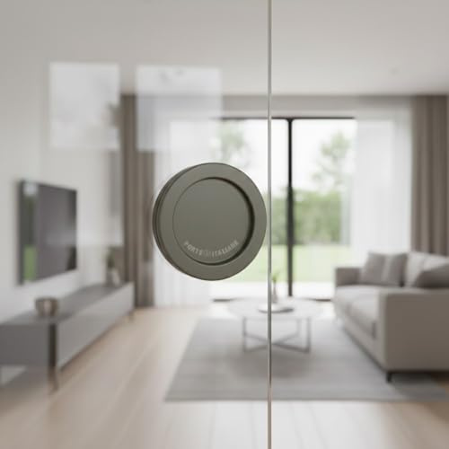 FIP, Coppia di Maniglie Tonde per Porte in Vetro, 5cmx5cmx6mm, con Adesivi 3M Inlusi, in Alluminio Resistente, Grigio Siderale