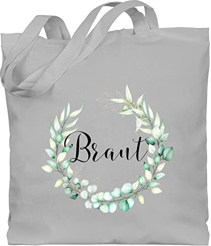 Shirtracer - Baumwolltasche - JGA Junggesellenabschied Frauen - Braut - Blumenkranz Eukalyptus