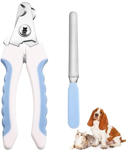 Tsathoggua Profi Krallenschere für Hunde und Katzen - Edelstahl Krallenzange mit Nagelfeile - Hohe Qualität Krallenpflege Schneider für Haustiere - Nagelknipser Mit Sicherheitsschutz