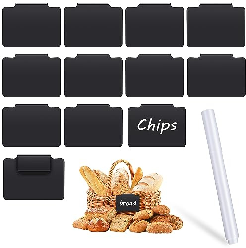 12PCS Kunststoff-Korb-Etiketten-Clip, Etiketten für Aufbewahrungsbehälter, abnehmbare Korb-Kreidetafel-Etiketten für Küchen-Aufbewahrungsbehälter Clip-Etikettenhalter mit Kreide-Marker