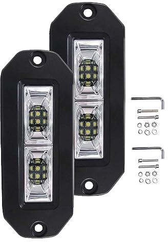 Baceyong Lot de 2 projecteurs LED encastrés de 17,8 cm 40 W (lentille transparente lumière blanche), faisceau large LED pour conduite de voiture, feux de brouillard, ajustement universel pour