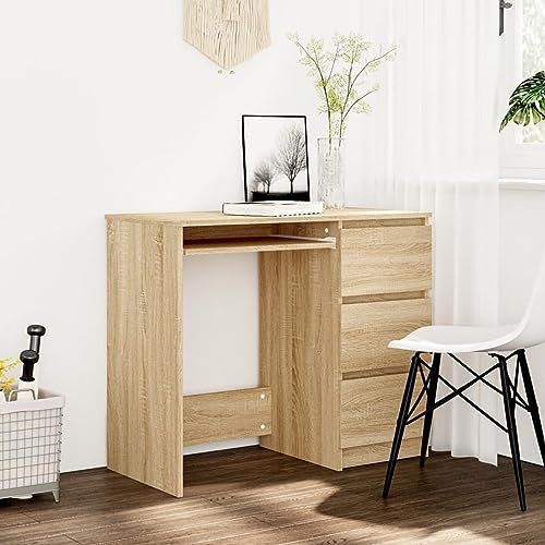 Homgoday Schreibtisch Sonoma Eiche 90x45x76 cm Holzwerkstoff Büroschreibtische Computertisch Workstation Arbeitszimmer Arbeitstisch für Home Office Schlafzimmer