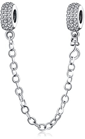 Rimgoris 925 Sterling Silber Charm für Frauen Armbänder Halskette Geburtstag Verschluss Kristall Sicherheitskette Dangle Charm Geschenk