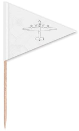 Plane Line Military Art Deco Fashion Toothpick Triangle Cupcake Toppers Flag