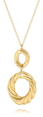 KOOUNUATA 18K Gold Mode Lange Halskette Anhänger Halskette für Frauen Mädchen Handgefertigter Minimalistischer Schmuck Mode Y-förmige Pulloverkette Geschenk für Sie