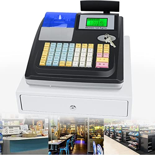 Elektronische Registrierkasse, intelligente Registrierkasse, englisches POS-System, 48 Tasten, Digitale LED, für kleine Unternehmen im Restaurant, Supermarkt, Einzelhandel, Schwarz