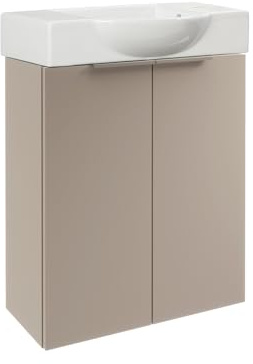 FACKELMANN B.Paris Gäste WC Waschtisch Set SBC – 55 cm breit, Grau, Keramikwaschbecken Weiß, Hahnloch rechts, Made in Germany