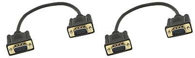 2 set 15Pin VGA Short Video Cable Extension Cord Male to Male for Monitor 30 cm