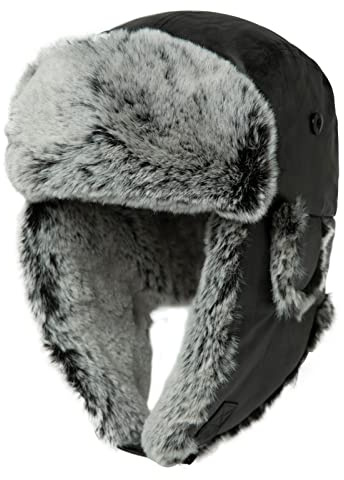 Comhats Winter Trapper-Hut Kunstleder Aviator Pilotenmütze Herren Damen Warm Gefütterte Kunstpelz-Hut mit Winddichten Ohrenklappen