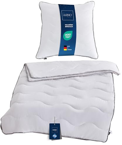 LILENO HOME 4-Jahreszeiten Bettdecke 155x220 cm + Kissen 80x80 cm [1er Set] | mit Sanitized Hypoallergen - Bettdecke 155x220 cm + Kissen 80x80 cm - für Sommer u. Winter - kochfest bis 95°C