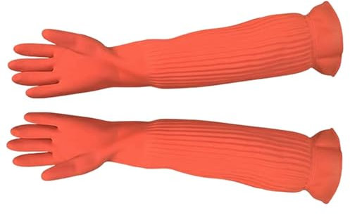 Guantes De Goma Largo - 45 cm Guantes de Trabajo Limpieza Largos, Reutilizables para Hogar y Cocina