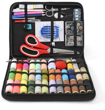 NOTIONSLAND Nähset für Erwachsene, tragbare Nähtasche, 200 Premium-Nähzubehör, komplettes Nähset für Anfänger, Reisende, Verwandte und Freunde (Schwarz - Groß)