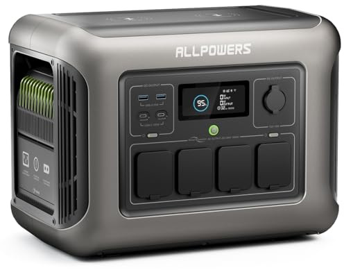 ALLPOWERS R1500 Estación de energía portátil 1152 Wh LFP batería 1800W | pico 3000 W,generador solar CA salida Emergencia móvil para jardín, fiesta, viajes, camping, autocaravana
