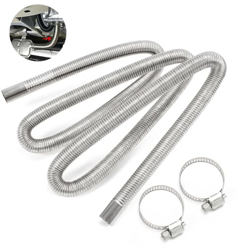 Youkly Abgasrohr Standheizung, 100 CM Abgasschlauch für Diesel Heizung | Auto Edelstahl Standheizung Auspuff Standheizung Abgasrohr, Abgasschlauch für Stromerzeuger mit Zwei Edelstahlklammern (1M)