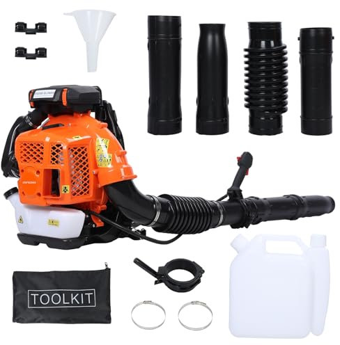 Wilitto 80CC Gas Leaf Blower, Backpack Leaf Blower, Gas Blower, Up to 900CFM, Powerful Clearing Performance and Ergonomic Design for Lawn Care Yard Dust Debris ﻿ Orange