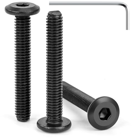 Tunejoy 30 Piezas Tornillos de Cabeza Plana M6 x 40 mm Negro Tornillo de Cabeza Hexagonal de Acero Inoxidable A2 V2A Perno de Muebles con llave Allen Rosca Completa