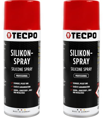 TECPO Lot de 2 sprays de silicone, 400 ml, lubrifiant, pour la protection, l'entretien et la lubrification du métal, du plastique, du caoutchouc et du bois