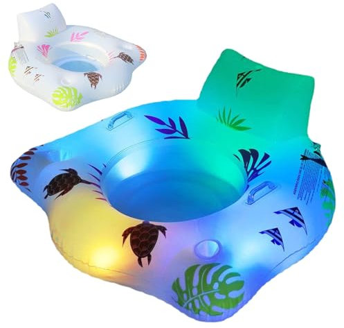 Duroecsain Aufblasbare Poolmatratze, aufblasbares Pool-Schwimmbett | 2 Getränkehalter Liege Float | LED-Liegeschwimmer, aufblasbares Floß für den Sommer, Poolliegeschwimmer mit