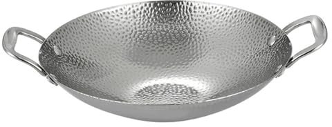 Wok en acier inoxydable, mini wok à double poignée de 9 pouces, wok à fond rond antiadhésif, wok à induction épais pour sautés, soupes et pâtes Petit wok à fond rond Wok Mini Wok Wok à induction