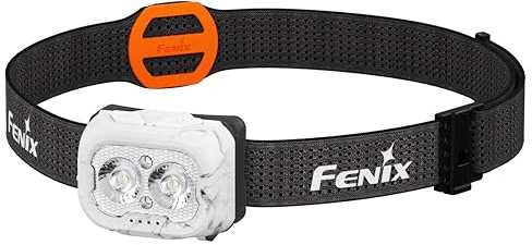 FENIX HL18R-T V2.0 - Linterna frontal recargable blanca para trail running/exteriores, 800 lúmenes, 125 m, 160 horas máximo, haz primario dual, blanco frío y cálido, haz rojo de 5 lúmenes, diadema