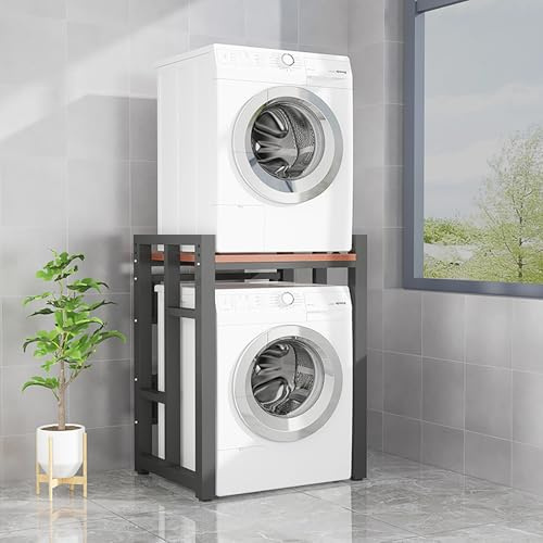 Meuble Dessus Machine A Laver Avec Étagère,Étagère Machine À Laver,Colonne Lave Linge Seche Linge,Meuble Étagère De Rangement Dessus Machine À Laver,3 Hauteurs Réglables,Pour Toilettes Et Buanderie(Bl