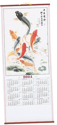 SEWACC Calendrier Mural Style Chinois à Suspendre Calendrier Année Du Dragon Pour Décoration Affiche Festive Et Fonctionnelle