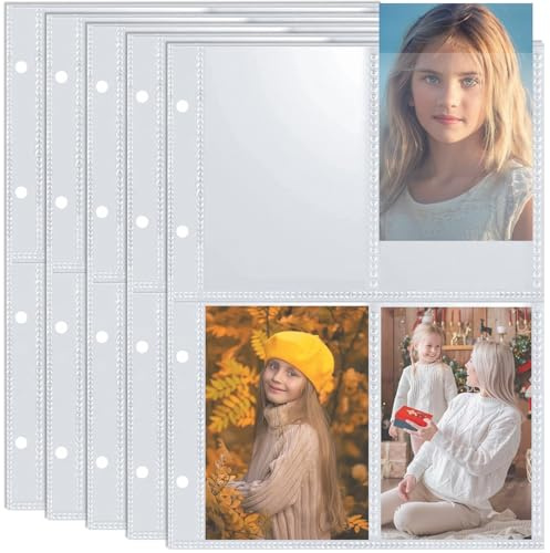 Prmape 20 Stück Fotohüllen DIN A4, 4-Fach Geteilt Fotosichthüllen, 10.2x15 cm Transparent Postkartenhüllen, 80 Card Slots Prospekthülle zum Schutz von Postkarten Fotos